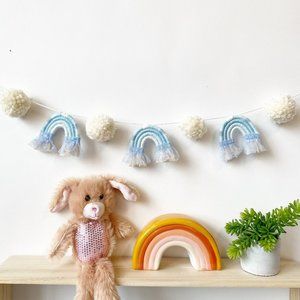 Macrame Rainbow Garland, Pom Pom Rainbow Garland, Yarn Macrame Mini Rainbows,